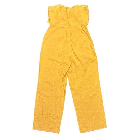 Favlux Fashion Mustard Yellow Strapless Jumpsuit Size M Tie Front One Piece - Picture 5 of 16